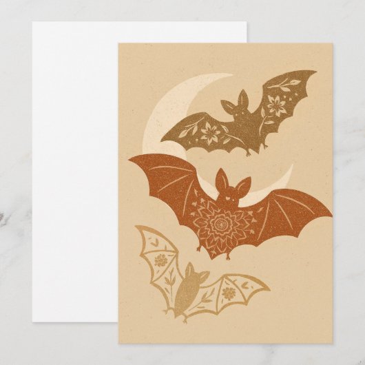 Boho Bats Halloween Einladung (Vorne/Hinten)