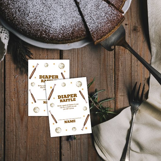 Boho Batter Up Baseball Diaper Raffle Baby Shower Begleitkarte