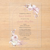 Boho Bautizo Einladung Mädchen Akrolische Einladun (Vorderseite)