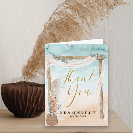 Boho Beach Arbor Hochzeit in Urlaubsort  Dankeskarte