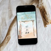 Boho Beach Arbor Hochzeit in Urlaubsort Save The Date