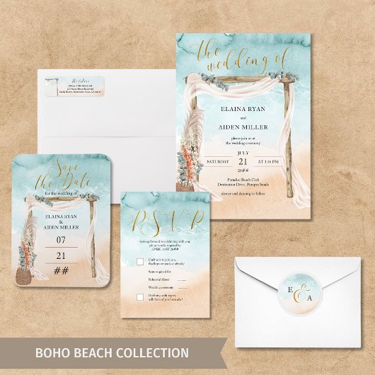 Boho Beach Arbor Mit Monogramm Wedding Gästebuch