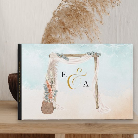 Boho Beach Arbor Mit Monogramm Wedding Gästebuch