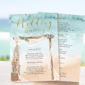 Boho Beach Arbor Ocean Wedding Itinerary Card Einladung