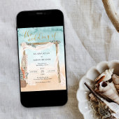 Boho Beach Arbor Watercolor Ocean Wedding Einladung