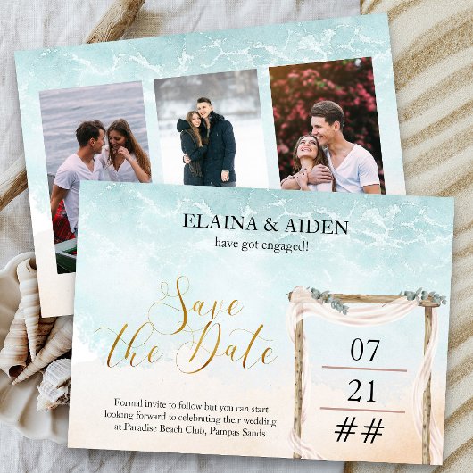 Boho Beach Arbor Wedding 3 Foto Save The Date