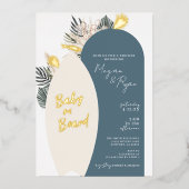 Boho Beach Baby an Bord Baby Dusche Folieneinladung (Vorderseite)