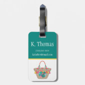 Boho Beach Bag, Farbblock, Teen's, Kid's Initial Gepäckanhänger (Rückseite vertikal)