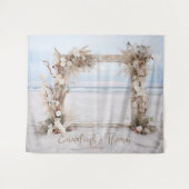 Boho Beach Bliss Hochzeitsband Hintergrund Wandteppich (Vorderseite (Horizontal))