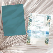 Boho Beach Blue Floral Arch Wedding Details Card Einladung