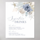 Boho Beach Blue Wedding Signature Drinks unterzeic Poster (Vorne)