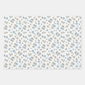 Boho Beach Cherries - beige blaue Fruchtmuster. Geschenkpapier Set (Vorderseite 2)