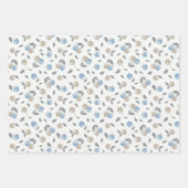 Boho Beach Cherries - beige blaue Fruchtmuster. Geschenkpapier Set (Vorderseite)