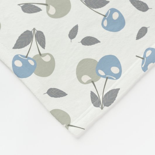 Boho Beach Cherries - sage blue fruit pattern. Fleecedecke (Ecke)