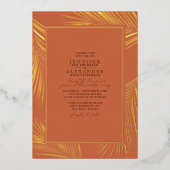 Boho Beach Coastal & UAWG QR Code Wedding Gold Folieneinladung (Vorderseite)