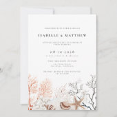 Boho Beach Coral Reef Wedding Einladung (Vorderseite)