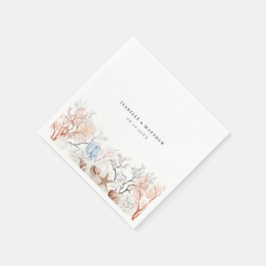 Boho Beach Coral Reef Wedding Serviette (Ecke)