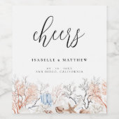 Boho Beach Coral Reef Wedding Weinetikett (Einzelnes Label)