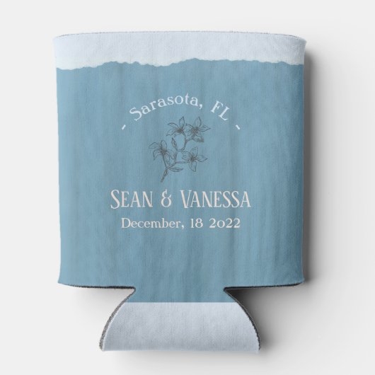 Boho Beach Dusty Blue Wedding Dosenkühler (Rückseite)