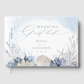 Boho Beach Elegant Romantic Blue Wedding Gästebuch (Vorderseite)