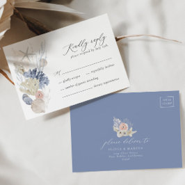 Boho Beach Elegante Romantic Blue Wedding RSVP Car