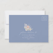 Boho Beach Elegante Romantic Blue Wedding RSVP Car Karte (Rückseite)