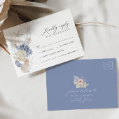 Boho Beach Elegante Romantic Blue Wedding RSVP Car Karte