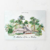 Boho Beach | Illustrierte Hochzeit Dreifach Gefaltete Einladung (Cover)