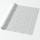Boho Beach Kirschen - beige blaues Fruchtmuster. Geschenkpapier (Ungerollt)
