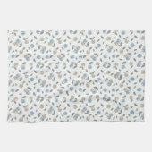 Boho Beach Kirschen - beige blaues Fruchtmuster. Geschirrtuch (Horizontal)