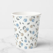 Boho Beach Kirschen - beige blaues Fruchtmuster. Pappbecher (Vorderseite)