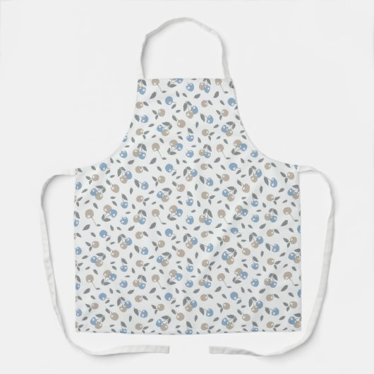 Boho Beach Kirschen - beige blaues Fruchtmuster. Schürze (Vorderseite)