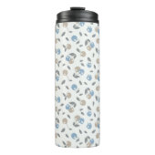 Boho Beach Kirschen - beige blaues Fruchtmuster. Thermosbecher (Vorderseite)