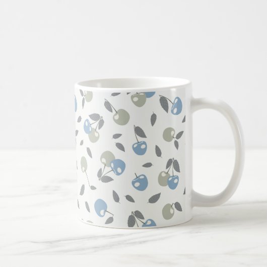 Boho Beach Kirschen - Salbei-blaues Fruchtmuster. Kaffeetasse (Rechts)