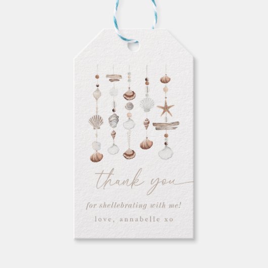 Boho Beach Muschel Babydusche Geschenkanhänger (Vorderseite)