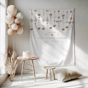 Boho-Beach-Muschel-Willkommensschild Wandteppich