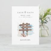 Boho Beach Ocean Save the Date (Stehend Vorderseite)