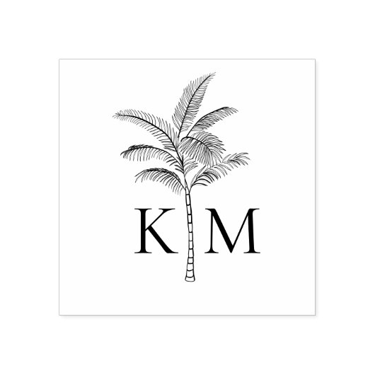 Boho Beach Palm Tree Monogram Gummistempel (Prägung)