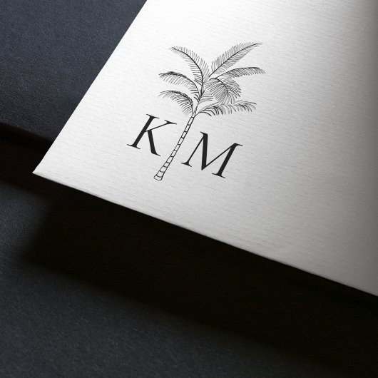 Boho Beach Palm Tree Monogram Gummistempel