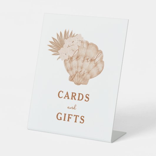 Boho Beach Seashell Brautparty Karten und Geschenk Sockelschild (Vorderseite)