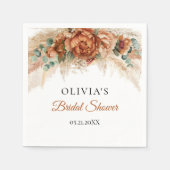 Boho Beach Terracotta Pampas grünes Brautparty Serviette (Vorderseite)