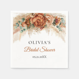 Boho Beach Terracotta Pampas grünes Brautparty Serviette