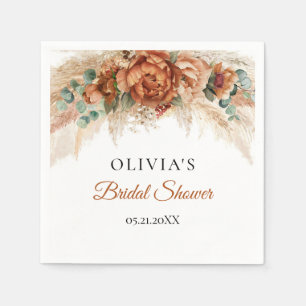 Boho Beach Terracotta Pampas grünes Brautparty Serviette