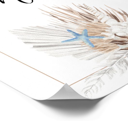 Boho Beach Tischnummer Poster (Ecke)