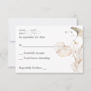 Boho Beach Tropisches Beige Floral ohne Mahlzeit R RSVP Karte