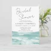 Boho Beach Watercolor Aquamarin Blue Brautparty Einladung (Stehend Vorderseite)