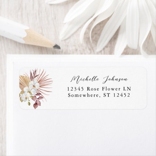 Boho Beach White Floral Rücksendeadresse (Insitu)