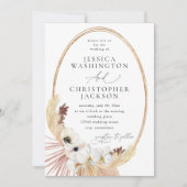 Boho Beach White Floral Wedding Einladung (Vorderseite)