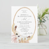 Boho Beach White Floral Wedding Einladung (Stehend Vorderseite)