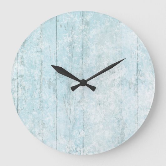 Boho Beach Wood Coastal Blue Modern Große Wanduhr (Vorderseite)